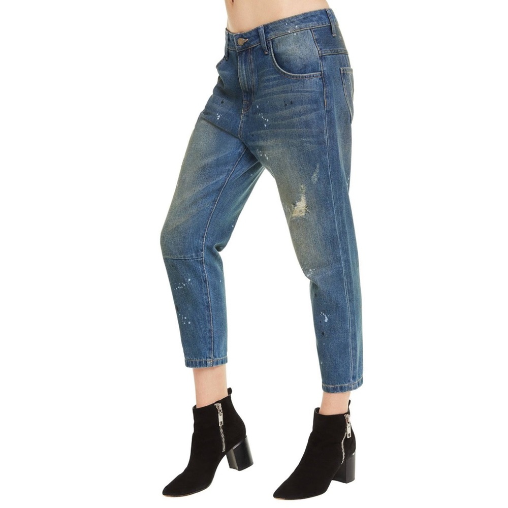 WILDFOX Baggy Crop Distressed Da Vinci Jeans
